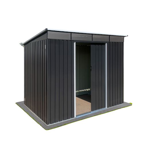 8' x 6' Metal Garden Shed with Acrylic, Lockable Doors & Good Light Transmission