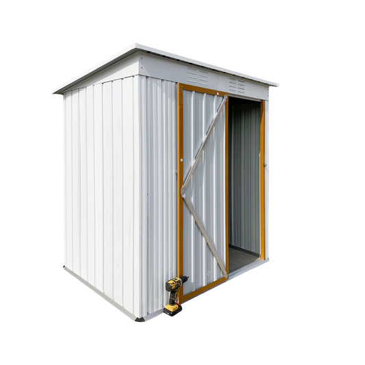 5.5' x 4' Metal Garden Shed with Hinged Door, Punched Vents & Aluminum Frame