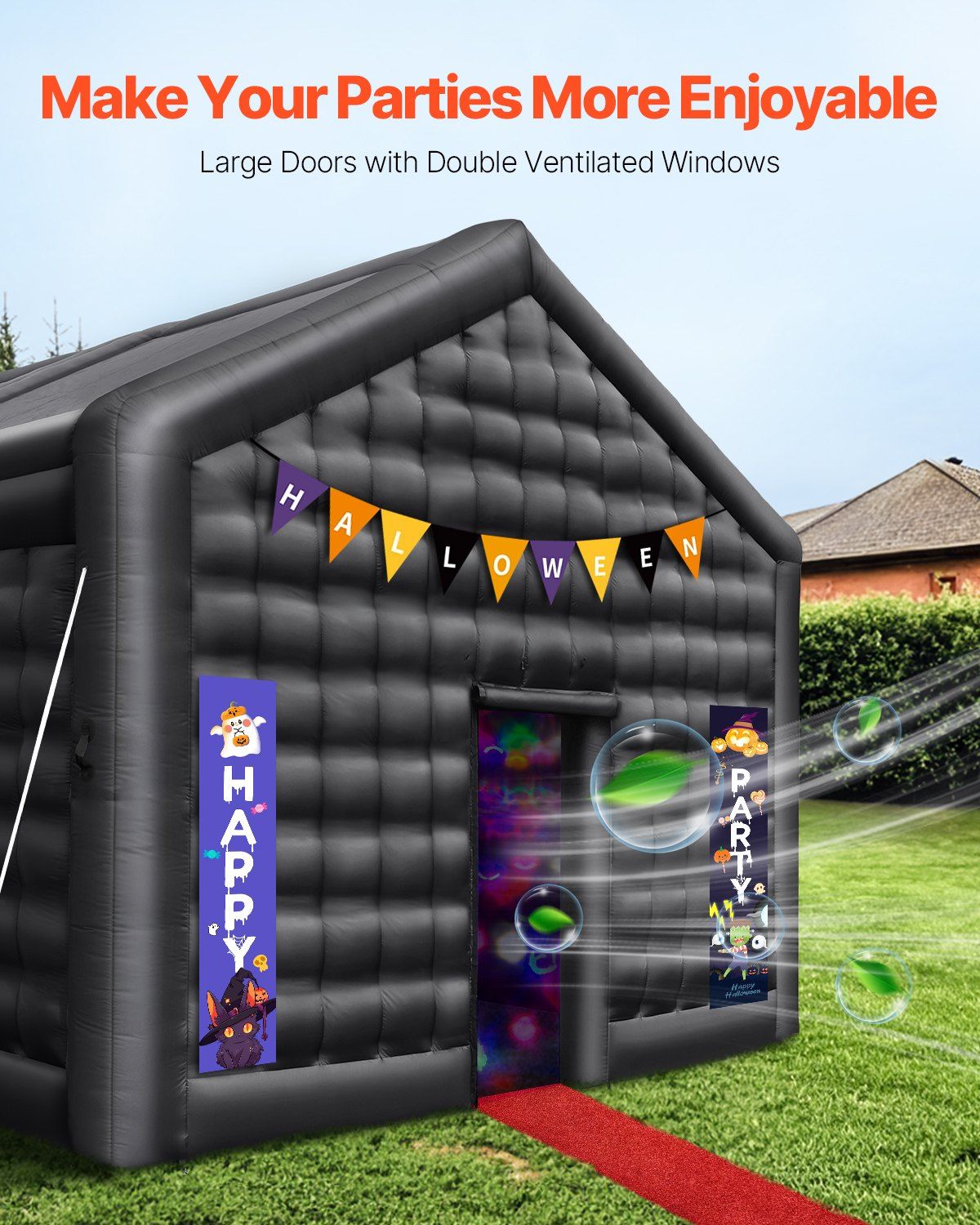 Inflatable Nightclub 17.7 x 16.4 x 13.9 Ft Blow up Party Tent with Lights