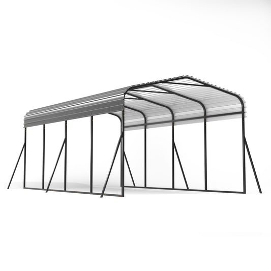 12' x 20' Heavy Duty Outdoor Carport, Black, for Backyard Shelter