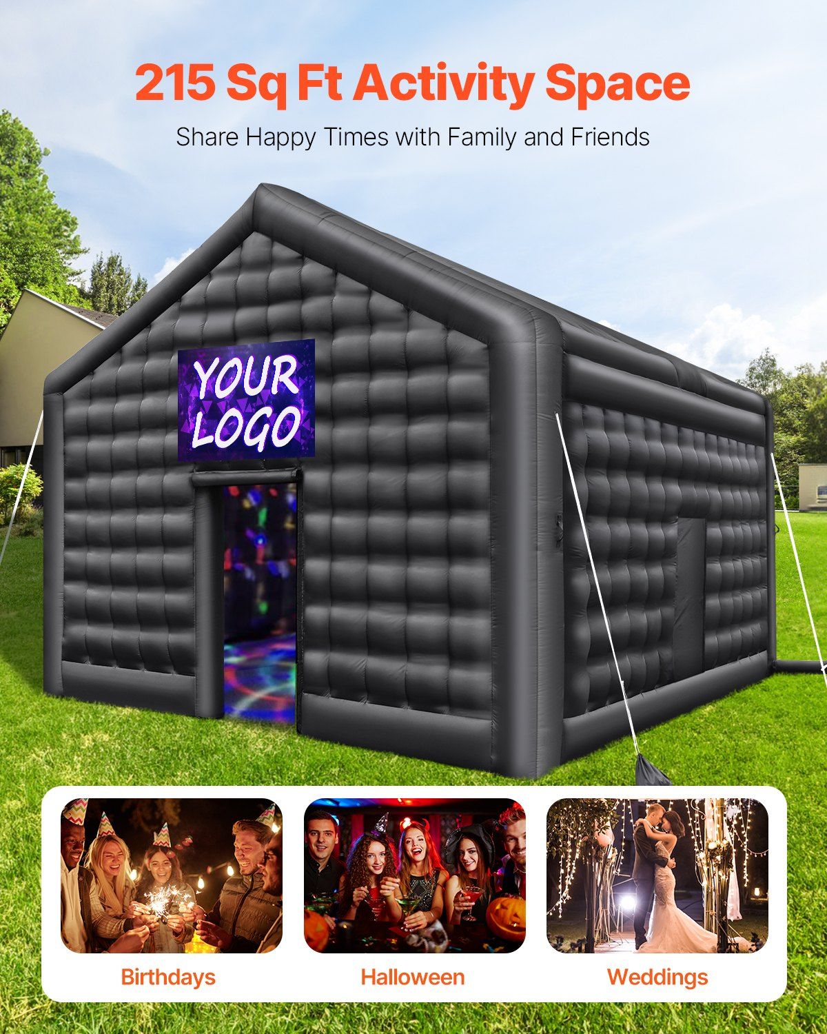 BO Supplies  16.4' x 13.1' x 12.5' Inflatable Nightclub Party Tent with Disco Lights