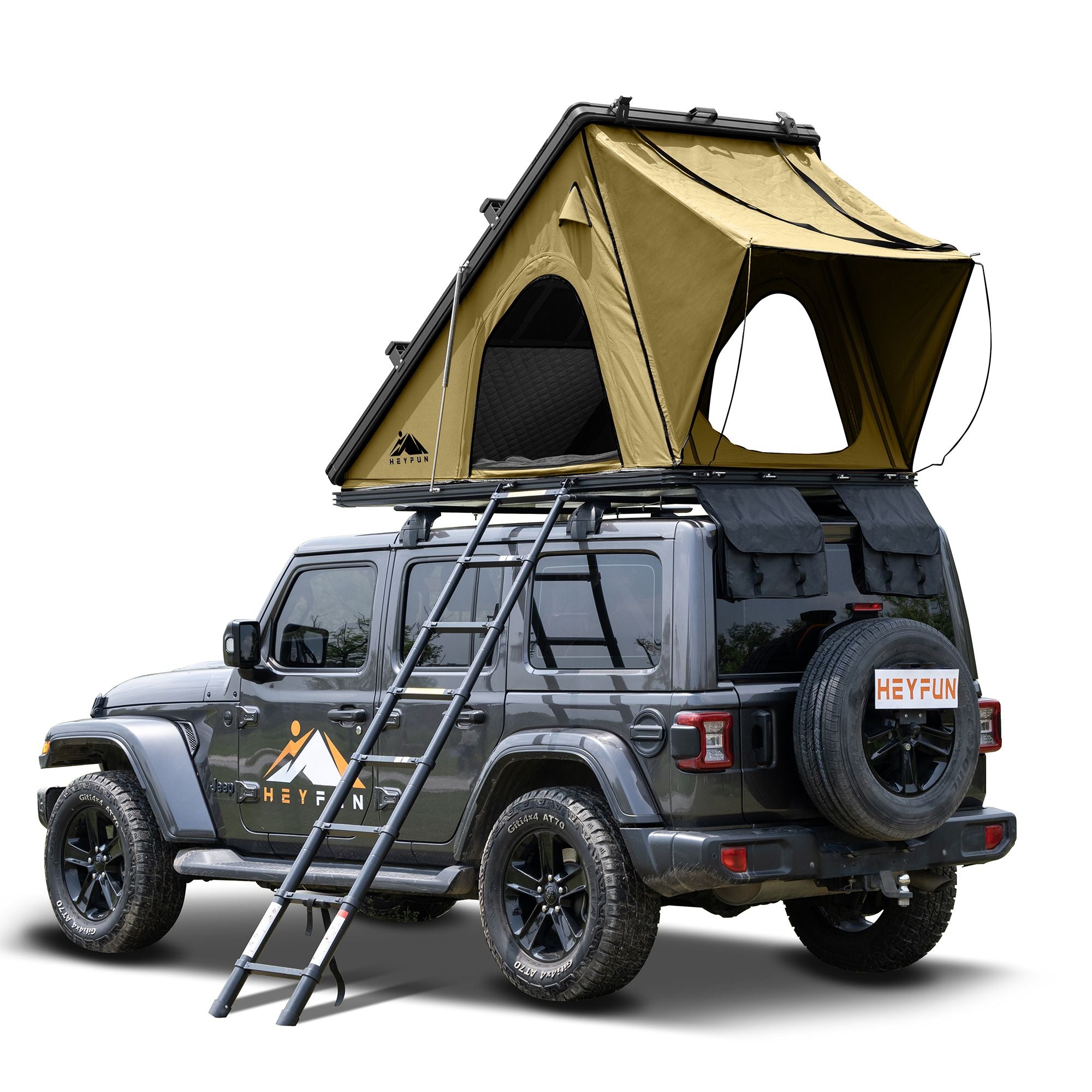 6.5' x 4.3' Hard Shell Rooftop Tent, Fits 3-4 People, 4-Season Design