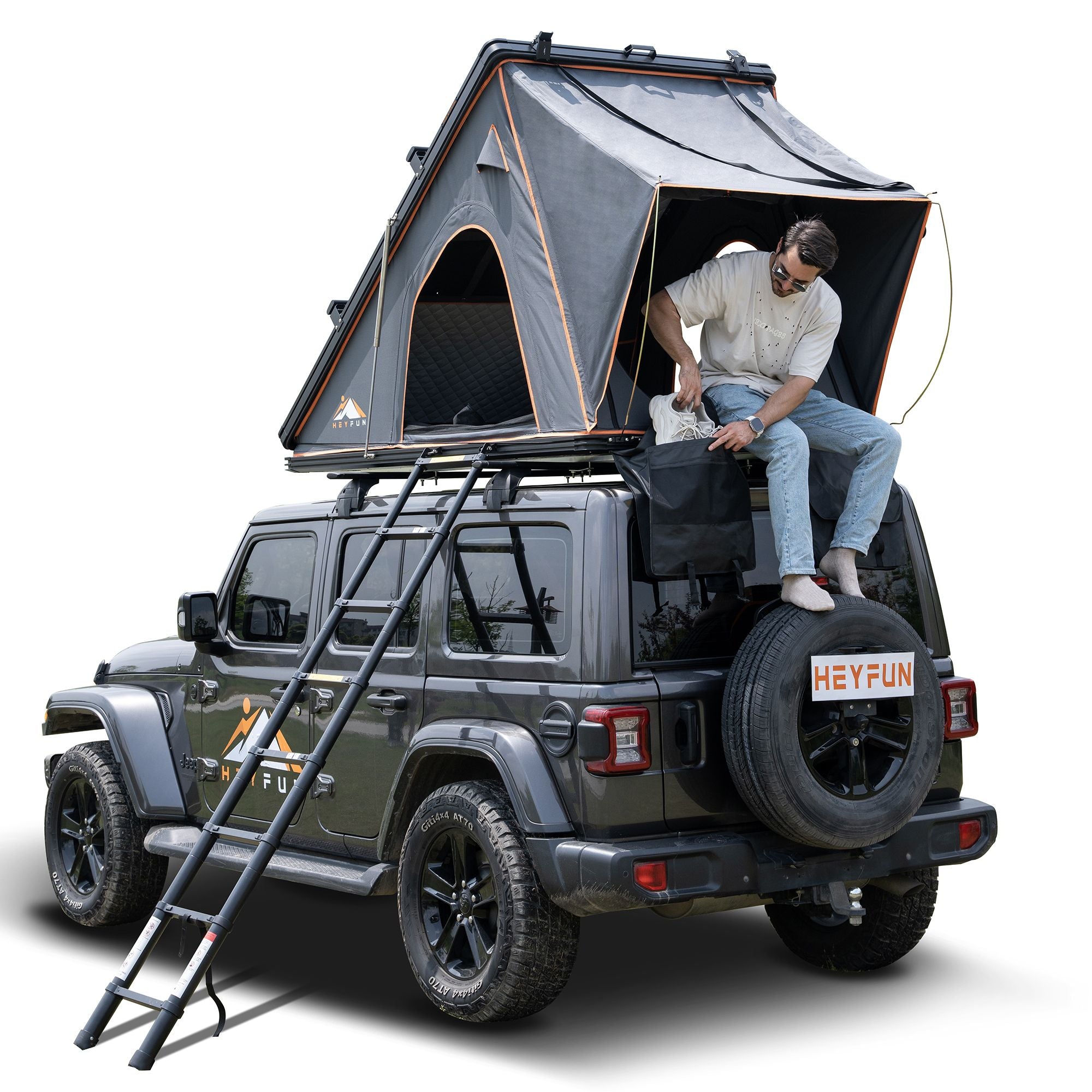 6.5' x 4.3' Hard Shell Rooftop Tent, Fits 3-4 People, 4-Season Design