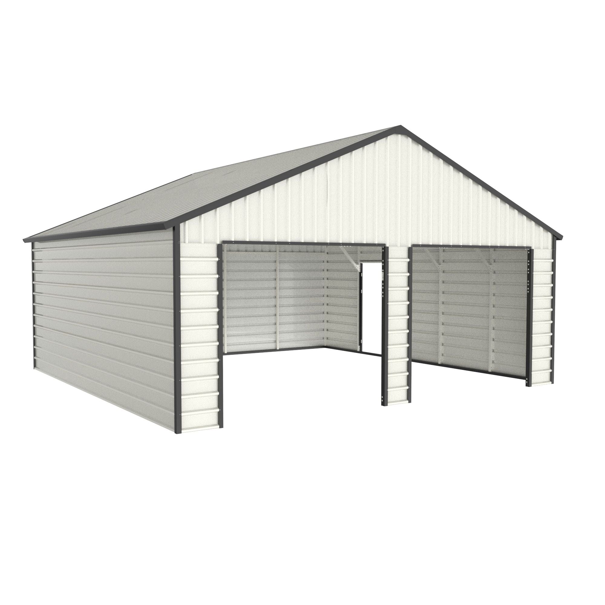 23' x 22'  Metal Storage Shed w/ Double Door Garage & Side Entry Door,  500 sq-ft Space