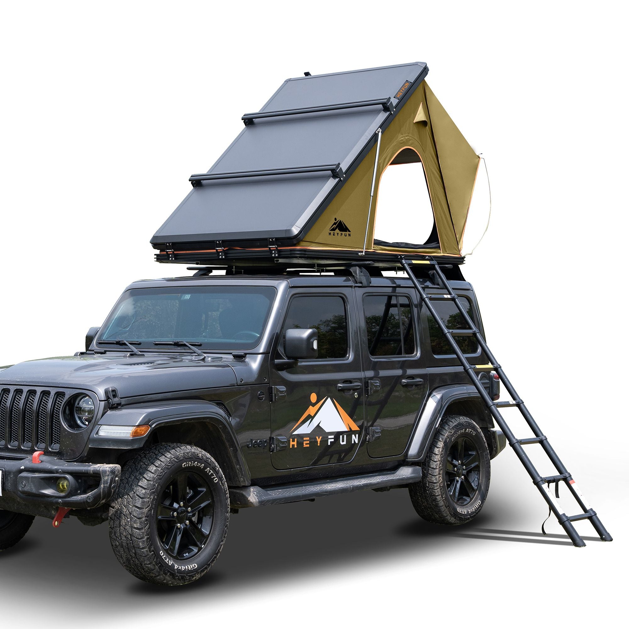 6.5' x 4.3' Hard Shell Rooftop Tent, Fits 3-4 People, 4-Season Design