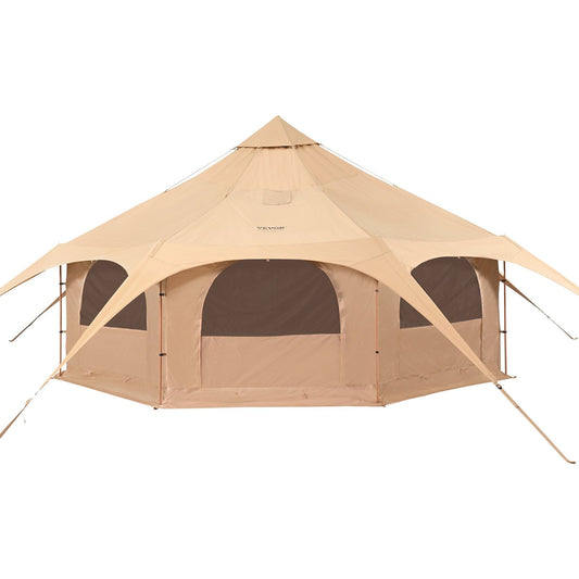 16.4' x 16.4' Canvas Bell Tent, Waterproof, Spacious for Family Camping