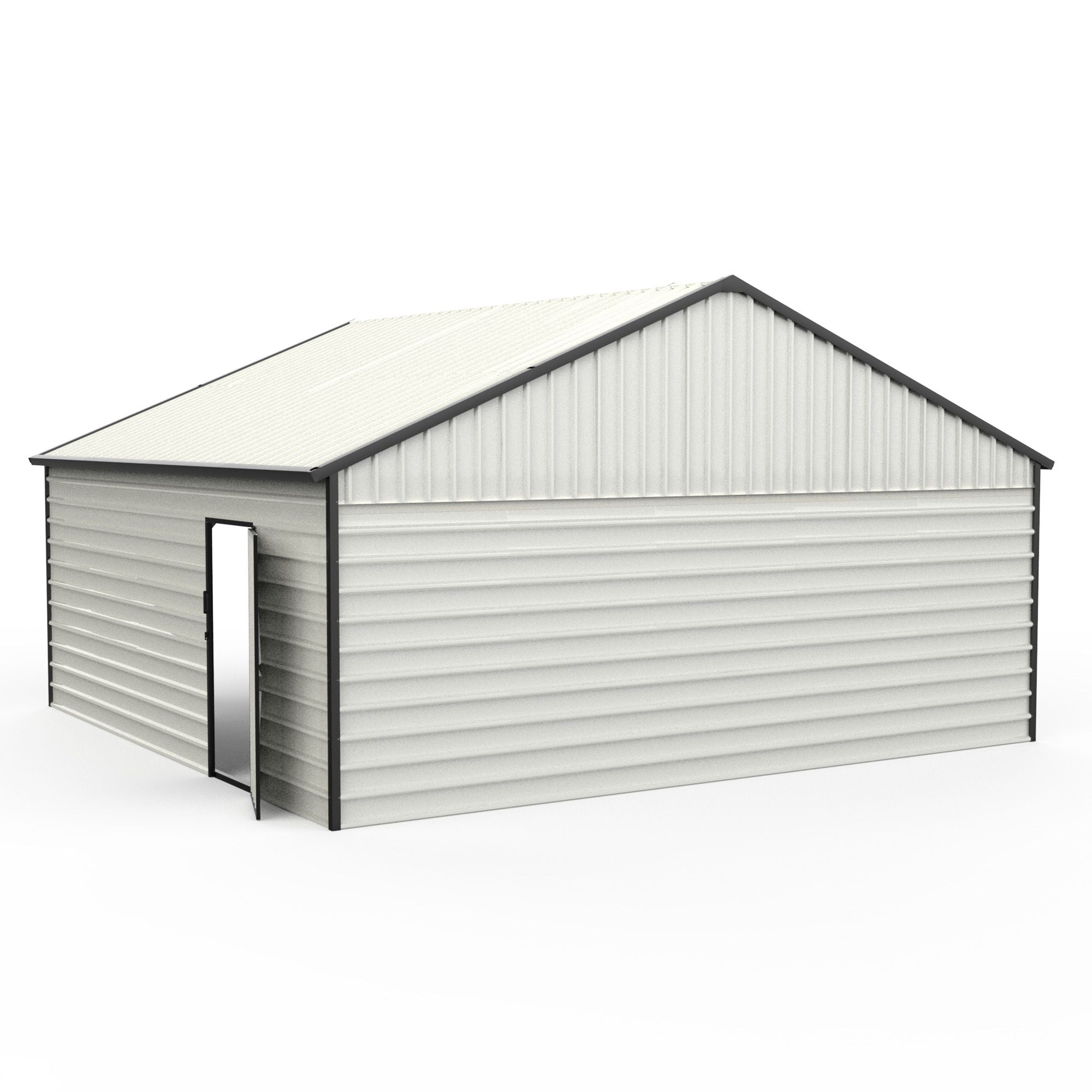 23' x 22'  Metal Storage Shed w/ Double Door Garage & Side Entry Door,  500 sq-ft Space